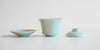 Side view of each part of a blue-green celadon gaiwan.