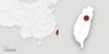 A map of Taiwan. There is a red dot on Lishan